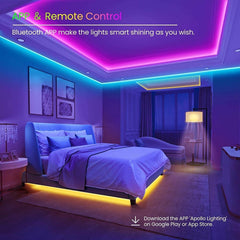 50FT LED Strip Lights, Bluetooth, Music Sync, App & Remote Control