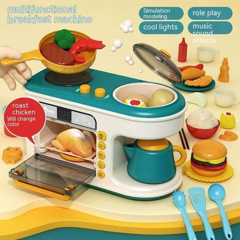 Children's Play Kitchen Toys - Simulation Kitchenware & Breakfast Set!