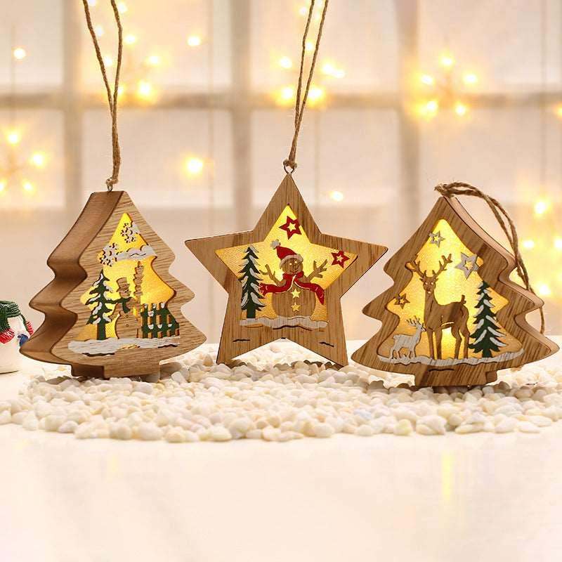 Christmas Decorations – Wooden Laser-Cut Tree Ornaments, Polychromatic