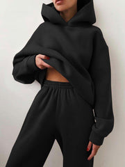 Women's Casual Hooded Sweater Two-piece Suit Clothes Hoodie Tracksuit.