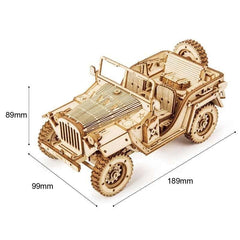 3D Wooden Puzzle Model – 1:18 Scale Army Jeep Replica for Collectors