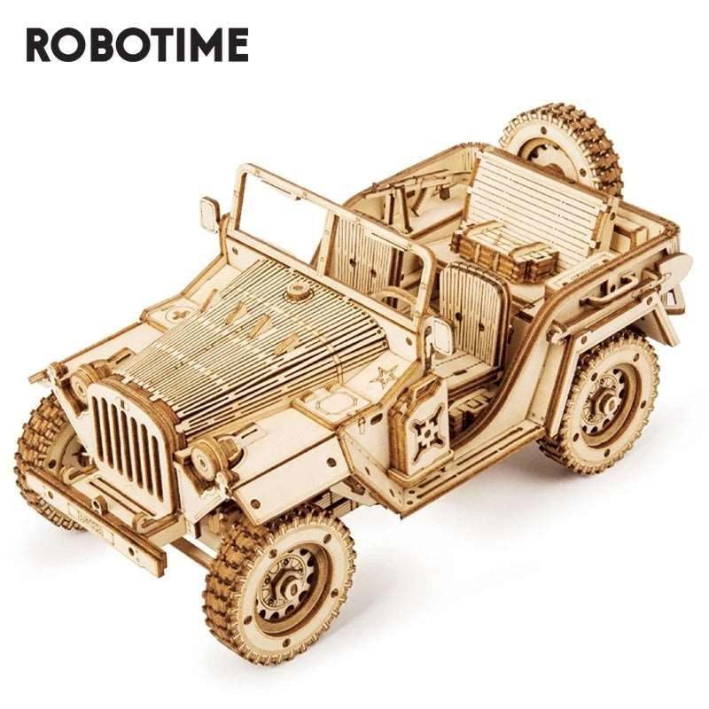 3D Wooden Puzzle Model – 1:18 Scale Army Jeep Replica for Collectors