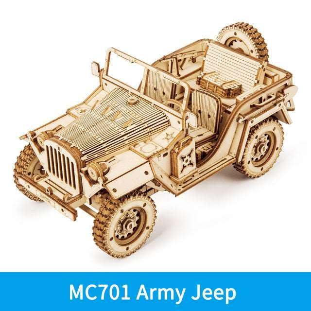 3D Wooden Puzzle Model – 1:18 Scale Army Jeep Replica for Collectors