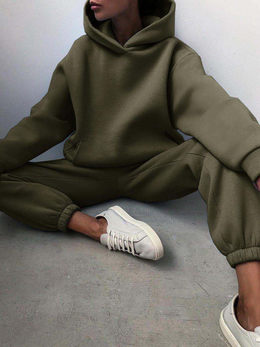 Women's Casual Hooded Sweater Two-piece Suit Clothes Hoodie Tracksuit.