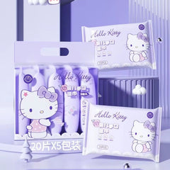 5Pack 100Pcs Sanrio Hello Kitty Wipes  -  Face Wash  &  Makeup Remover