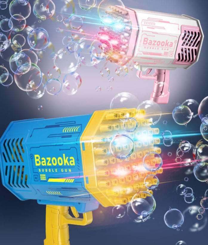 Bubble Gun Rocket - 69 Holes Soap Bubbles Machine with Light for Kids.