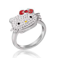 Hello Kitty Silver Ring - Cute Hello Kitty Jewelry, Size 5 for All Fans