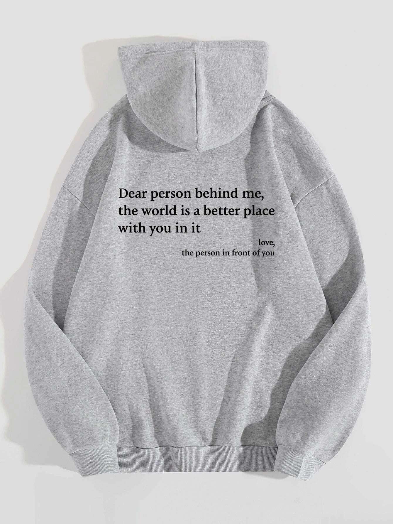 Women’s Hoodie – “Dear Person Behind Me” Plush Printed Sweatshirt.