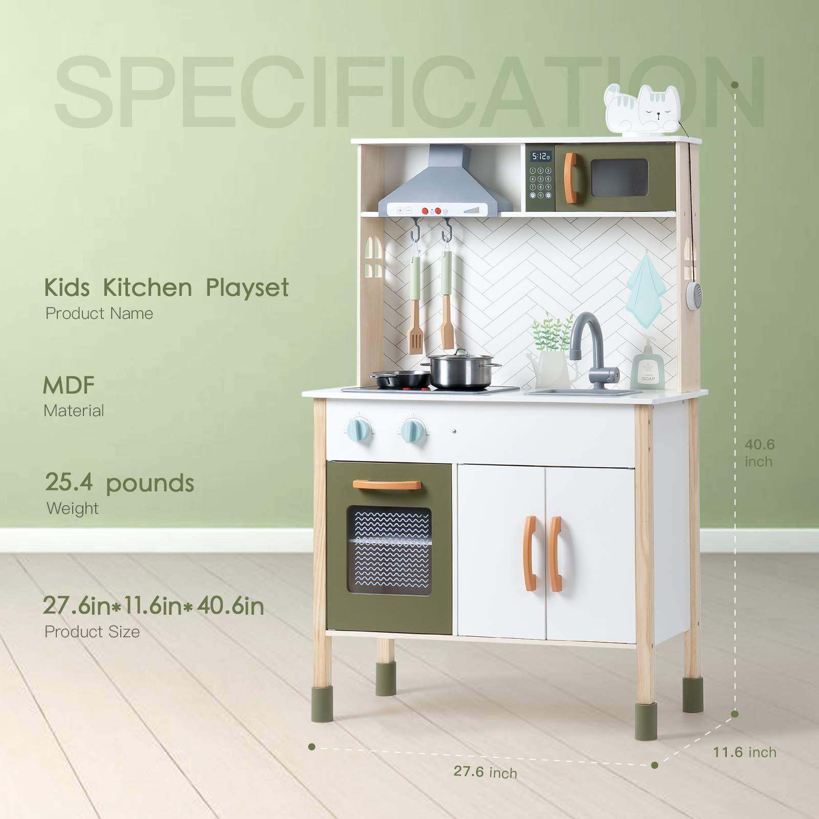 ROBUD 3D Wooden Pretend Play Kitchen – Educational Toy for Kids!