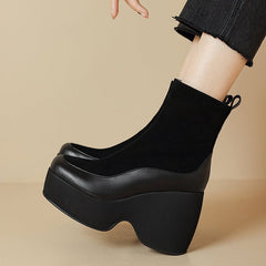 Small Platform Martin Boots  for  Women  Made  with  Genuine  Leather.