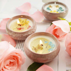 Ceramic Cup with Dried Flowers and Fragrant Candles - Cozy & Elegant