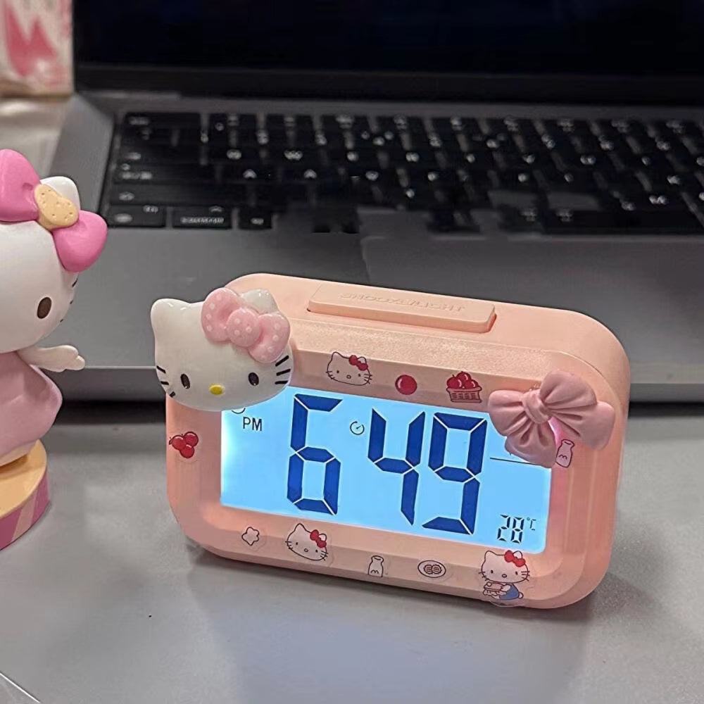 Hello Kitty Alarm Clock  - Cute Mini Kitty Cat Noctilucent Desk Clock!