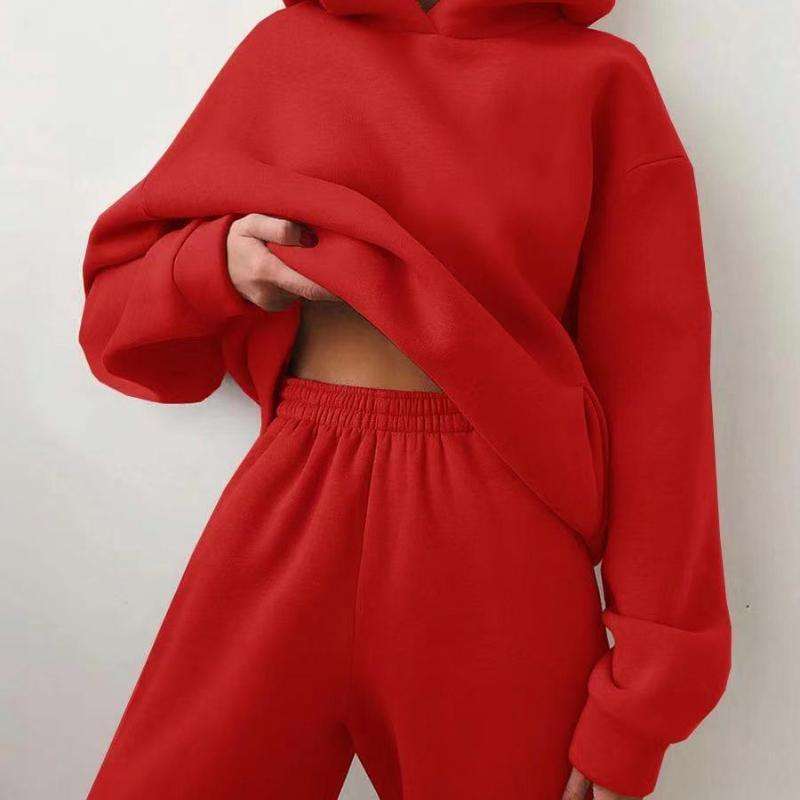 Women's Casual Hooded Sweater Two-piece Suit Clothes Hoodie Tracksuit.