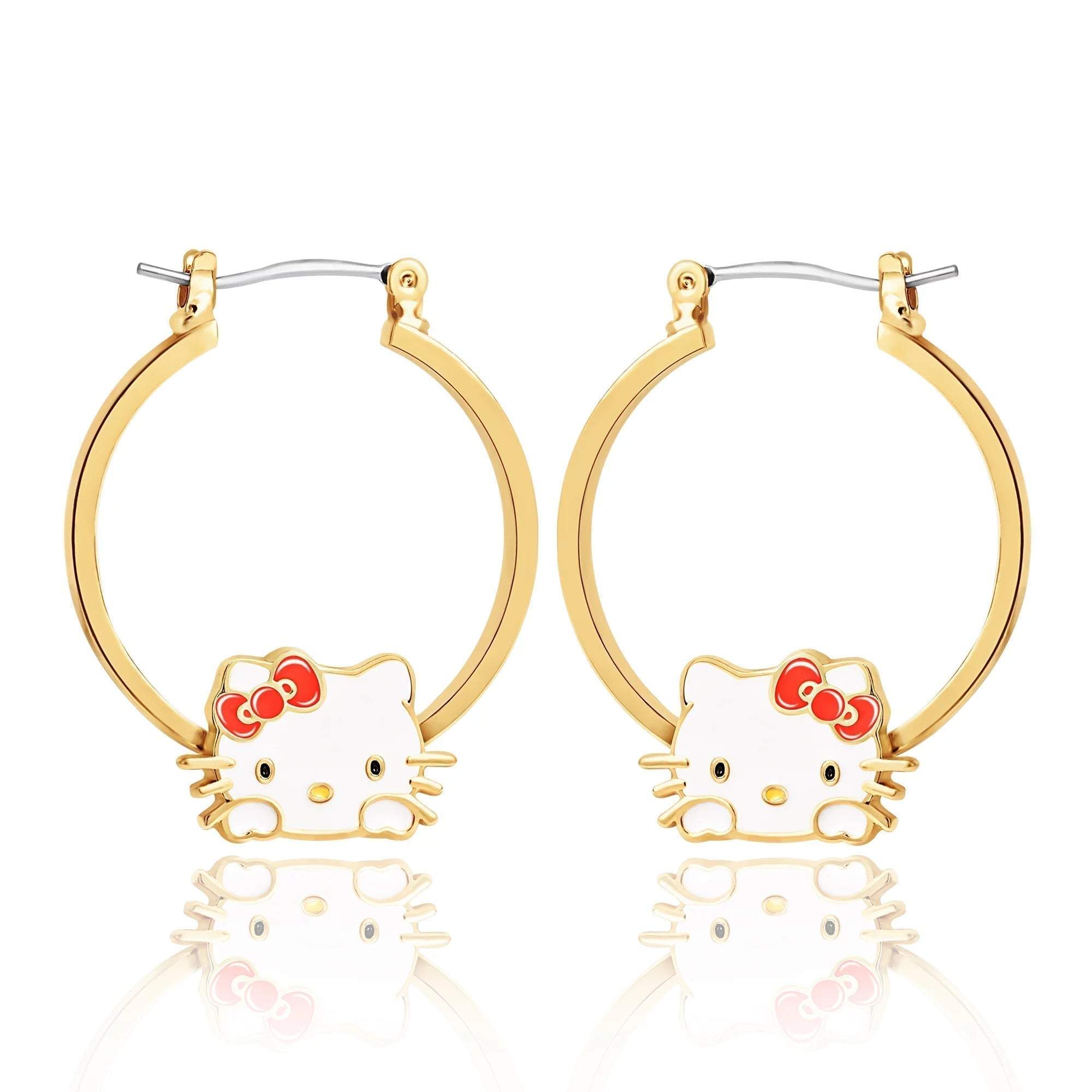 hello Kitty Hoop Earrings - Gold Plated Enamel Hello Kitty Jewelry!