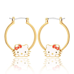 hello Kitty Hoop Earrings - Gold Plated Enamel Hello Kitty Jewelry!