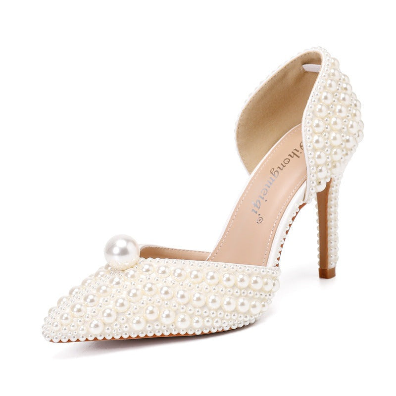 Low-cut Pointed-toe Stilettos with Pearls for  Wedding  Shoes  Women's