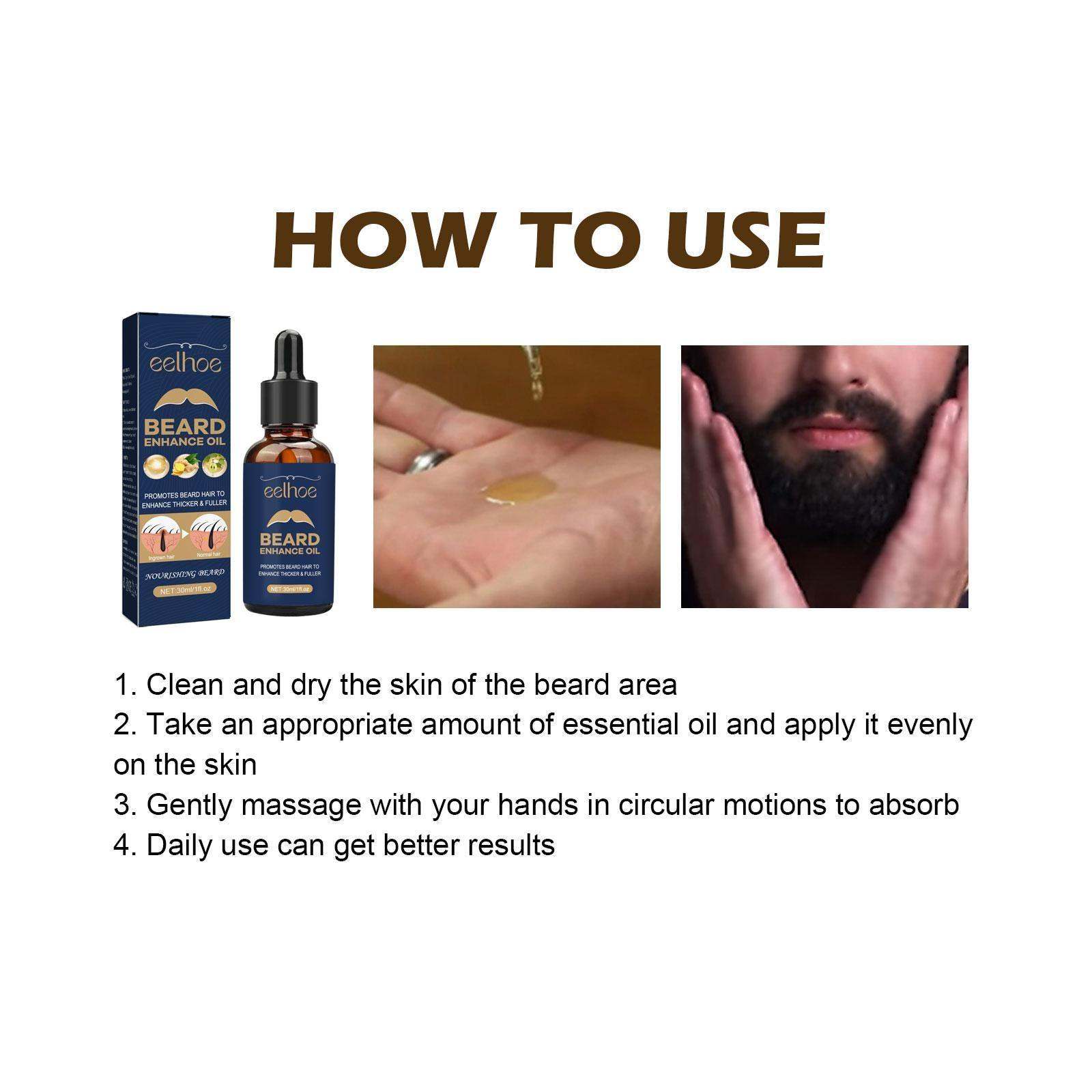 EELHOE Beard Oil - Strengthens and Nourishes Beard Roots Effectively!